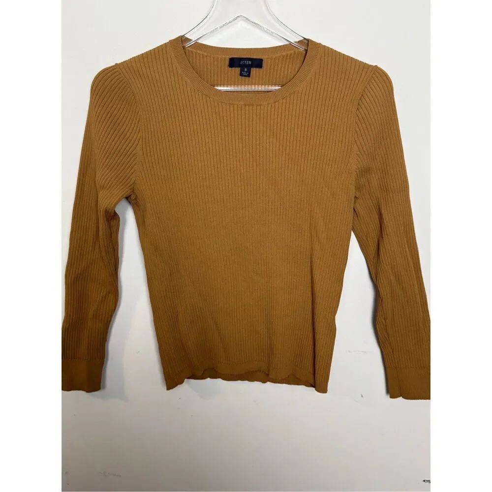 J Crew Supersculpt ribbed sweater T-shirt Small Honey Brown